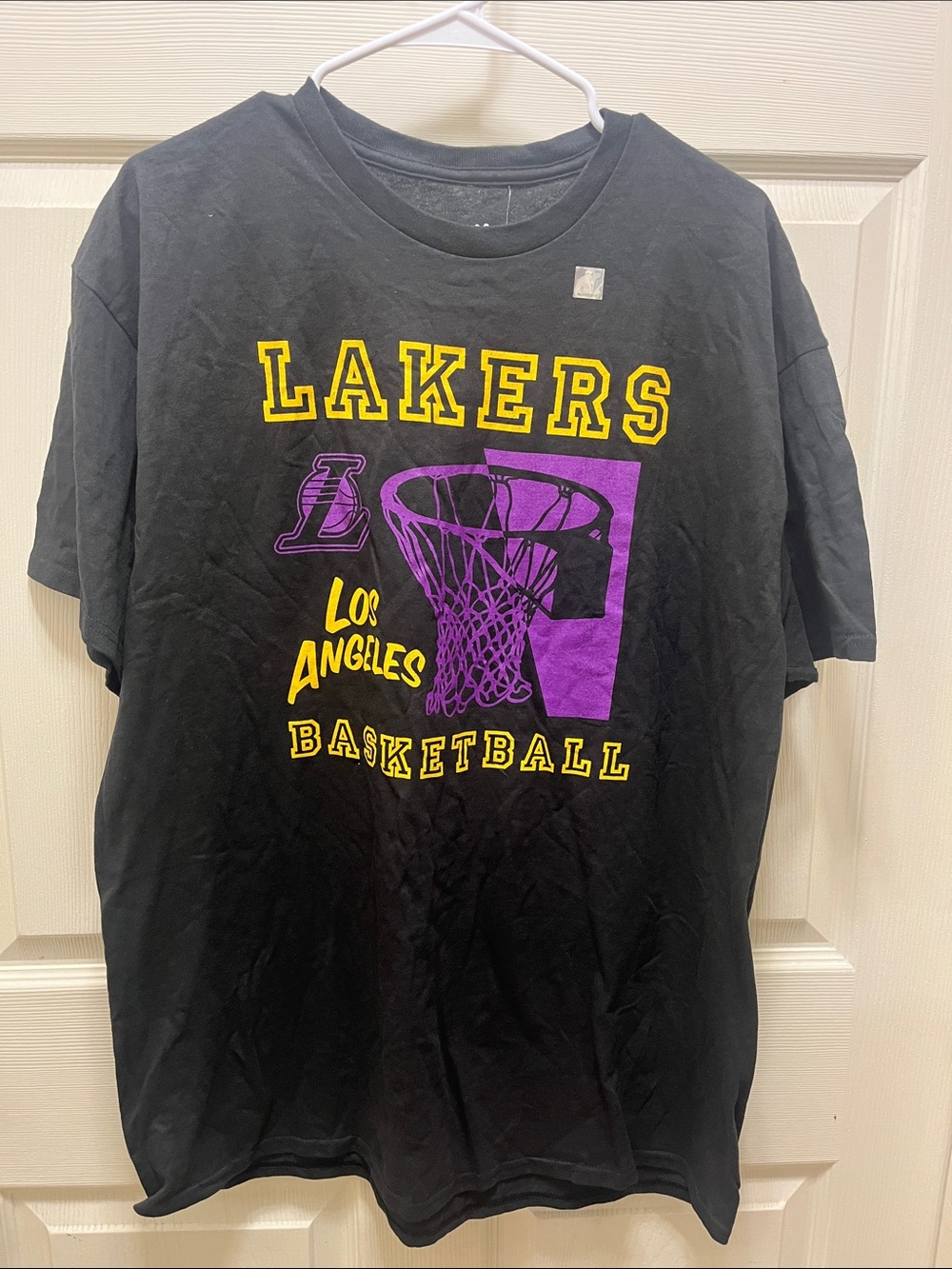 Junk Food Clothing Black Lakers Graphic Tee with Purple & Yellow Print NWOT XL